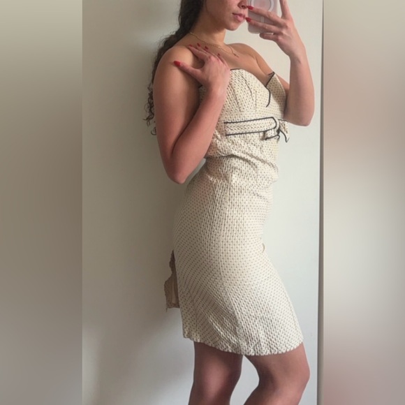 Vintage Nanette Lapore Pin-Up Retro Bow Front Mini Dress in Cream - Picture 13 of 13